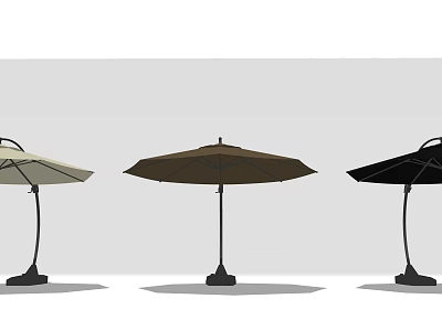 Outdoor Patio Umbrella Designs With Beige Brown Black Colors And Sturdy Bases 3d model
