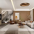 Modern Light Luxury Living Room Interior With Soft Sofa Wood Accents And Marble Finishes