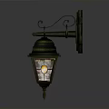 Vintage Architectural Wall Lantern With Metal Frame Glass Panels And Ornate Design