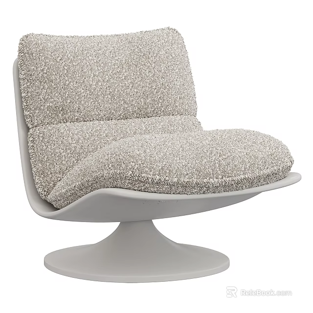 Modern Swivel Chair With Textured Fabric Cushion And Light Gray Frame 3d model 