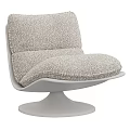 Modern Swivel Chair With Textured Fabric Cushion And Light Gray Frame