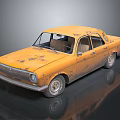 Vintage Yellow Rusty Sedan With Worn Exterior And Classic Design