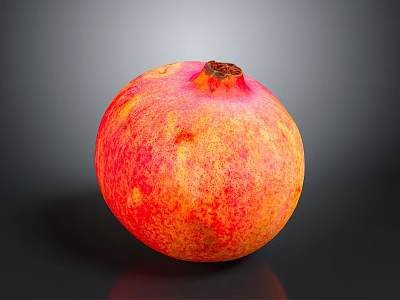 Fresh Red Orange Pomegranate With Speckled Skin On Dark Background 3d model