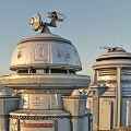 AR Marked Metal Weapon Towers With Defense Systems On Grassy Hillside
