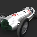 Classic Vintage Race Car With White Body Green Grille And Red Number 16