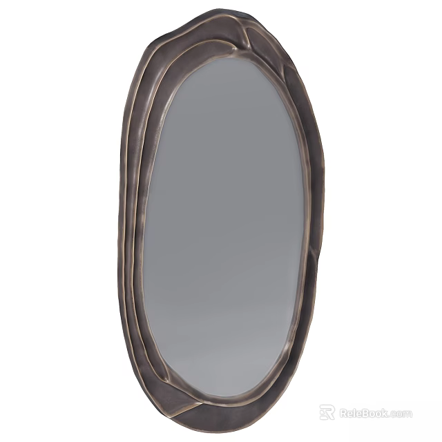 Modern Oval Wall Mirror With Metal Frame For Home Decoration 3d model
