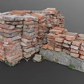 Stacked Red Bricks Piled On Wooden Pallets With Dirt And Debris