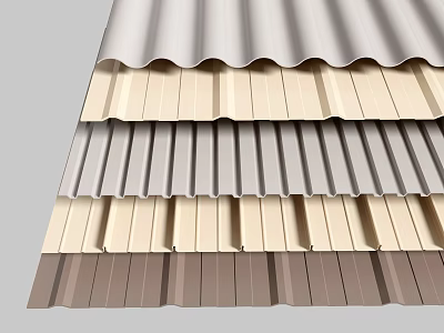 Multiple Layers of Corrugated Panels in Various Colors for Design Projects 3d model