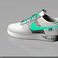 White Sneakers With Green Laces And Contrast Logo Design Details For Casual Wear