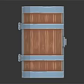 3D Rendered Wooden Treasure Chest With Blue Metal Straps And Lock