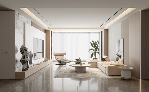 Modern Living Room Simple Home Living Room 3d model