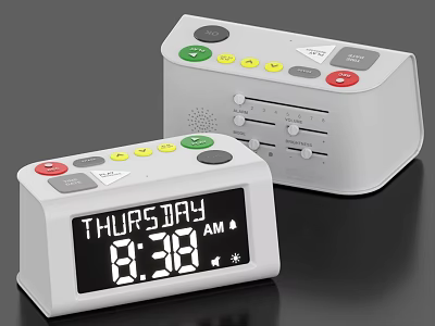 Digital Alarm Clock With LED Display Showing Date Time And Multi Functional Buttons 3d model