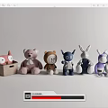 Various Plush Toys Including Cat Mouse Rabbit Owl Teddy Bear and Robot Designs