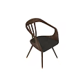 Wooden Accent Chair with Curved Arms Gray Cushioned Seat and Slim Metal Legs