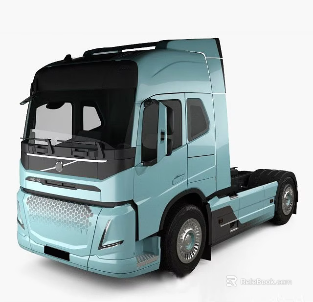 Volvo Light Blue Commercial Truck With Modern Sleek Exterior And Cab Design 3d model 