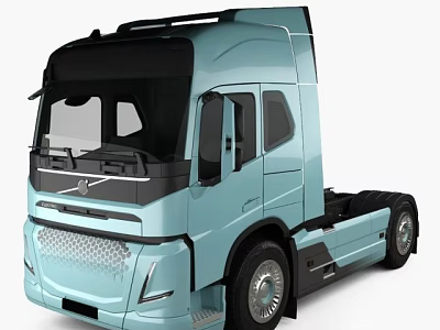 Volvo Light Blue Commercial Truck With Modern Sleek Exterior And Cab Design 3d model