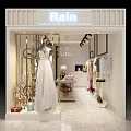 Rain Clothing Store With Wedding Dress Clothes Display Racks And Chandelier Decorations