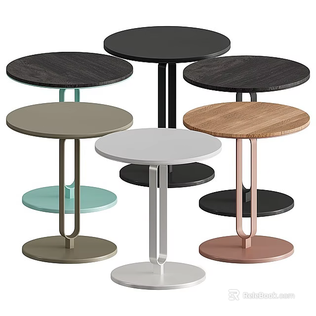 Stylish Modern Side Tables With Multiple Colors Round Tops And Metal Frames Design 3d model