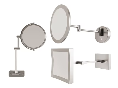 Modern Bathroom Mirrors With Round Square Shapes Metal Adjustable Arms And Tabletop Stand 3d model