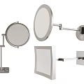 Modern Bathroom Mirrors With Round Square Shapes Metal Adjustable Arms And Tabletop Stand