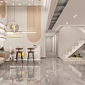 Stylish Modern Beauty Salon Interior Design With Sofa Bar Stools Marble Floor And Pendant Lights