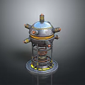 Futuristic Sci Fi Mechanical Device Design With Spherical Top Pipes And Spiral Base