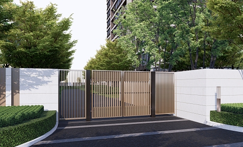 Modern Gate Residential District Second Entrance Opposition Grille Gate 3d model