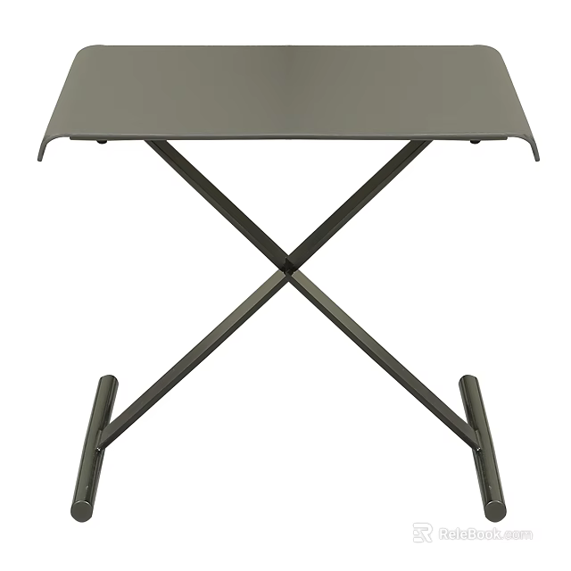 Modern Gray Metal Stool With Cross Leg Structure And Sturdy Design For Home 3d model 