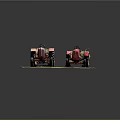 Vintage Pink And Red Tractors Displayed On Grassy Surface With Gray Background