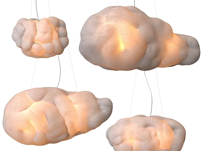 Cloud Shaped Pendant Lights Soft Textured Warm Glow For Bedroom And Kids Room 3d model