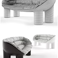 Modern Two Seater Sofa Design With Gray Upholstery And Contrasting Color Legs