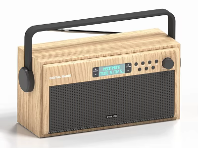 Wooden Royal Sound Radio With FM 107.8 MHz Display and Portable Handle Design 3d model