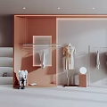 Modern Fashion Clothing Store Interior With Hanging Racks Mannequin And Stylish Garments