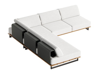 Mid-ancient multi-person sofa corner sofa 3d model