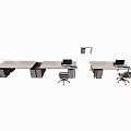 Modern Modular Office Desk Workstations With Drawers And Office Chairs 3d model