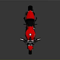 Red Modern Motorcycle With Black Seat And Golden Forks On Reflective Surface