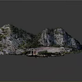 Ancient Circular Theater Ruins Surrounded by Trees and Rocky Archaeological Site