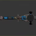 Mechanical Heavy Weapon With Blue Gray Body And Red Mechanical Components