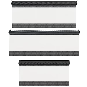 Chinese gray tile white wall Chinese fence 3d model