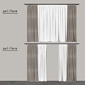 Modern Interior Window Curtains with Brown Opaque and White Sheer Double Layers 3d model
