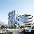 Modern Industrial Factory Building Design With Glass Facade Greenery And Open Areas