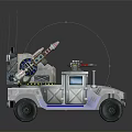 Construction Specialized Vehicle Featuring Top Mounted Devices Antenna Systems And Blue Striped Armored Exterior