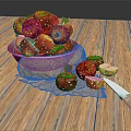 Fresh Red Apples in Bowl with Sliced Pieces and Knife on Wooden Table