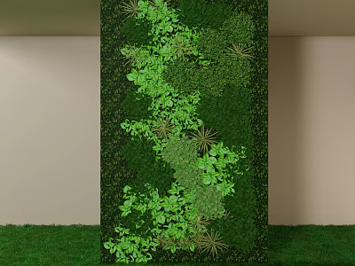 Vertical Green Plant Wall With Diverse Leafy Plants And Natural Decor 3d model