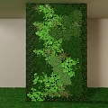 Vertical Green Plant Wall With Diverse Leafy Plants And Natural Decor