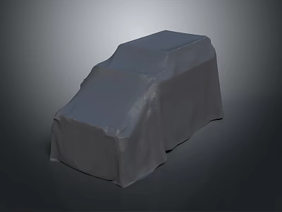 Gray Fabric Covered Object With Protective Cover On Dark Background 3d model