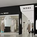 Modern MDEI Clothing Store Interior Featuring Mannequins Clothing Racks And Window Displays