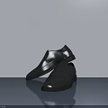 Stylish Black Leather Shoes Placed On Gray Surface With Gray Wall Background 3d model