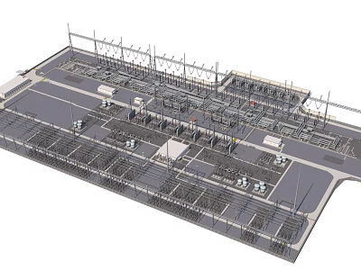 Modern Industrial Factory With Steel Structure Production Lines Machinery And Storage Areas 3d model