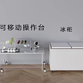 Practical Kitchen Equipment With Mobile Workbench And Freezer For Home Use